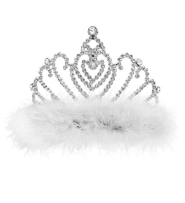 Weiße Tiara mit Marabou-Federschmuck als elegantes Fasnachts-Accessoire