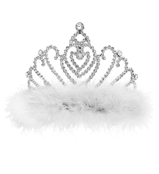 Weiße Tiara mit Marabou-Federschmuck als elegantes Fasnachts-Accessoire