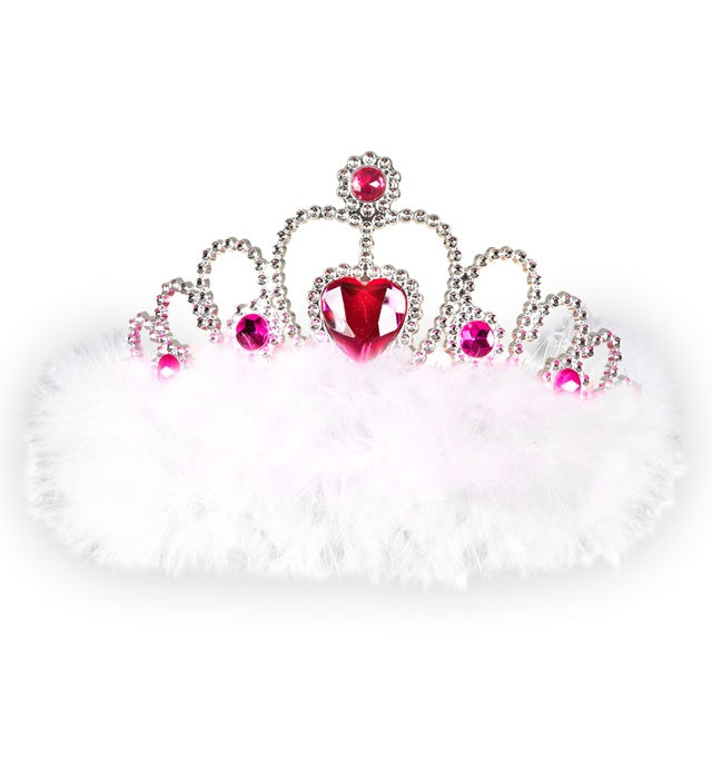 Diadem Girls Night Out mit funkelnden Juwelen und weißen Marabou-Federn