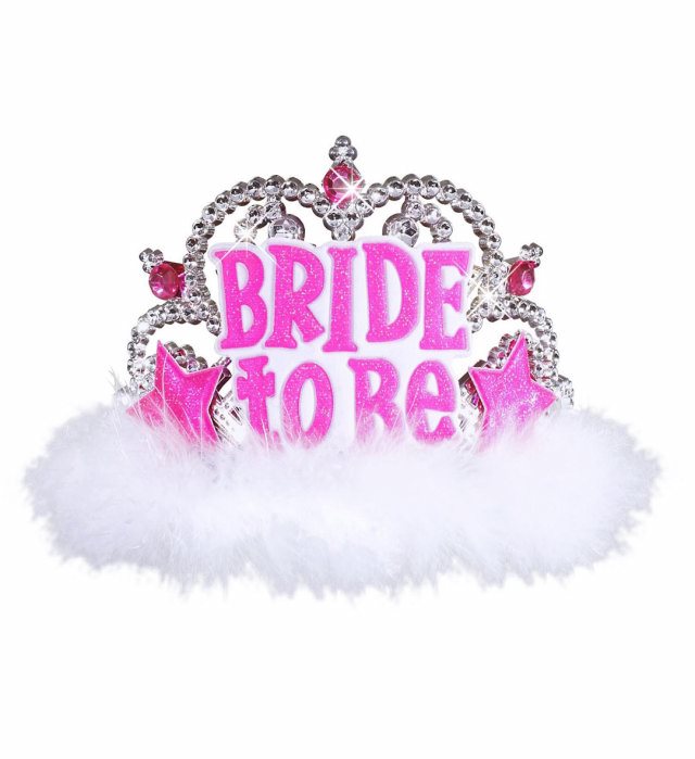 Elegantes Bride to Be Diadem mit funkelnden Juwelen und weißem Marabou