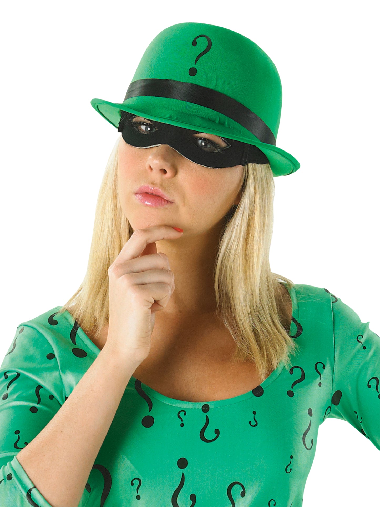 Rubies The Riddler Damenkostüm für Erwachsene mit Kleid, Gürtel, Augenmaske und Bowler-Hut – Seitenansicht