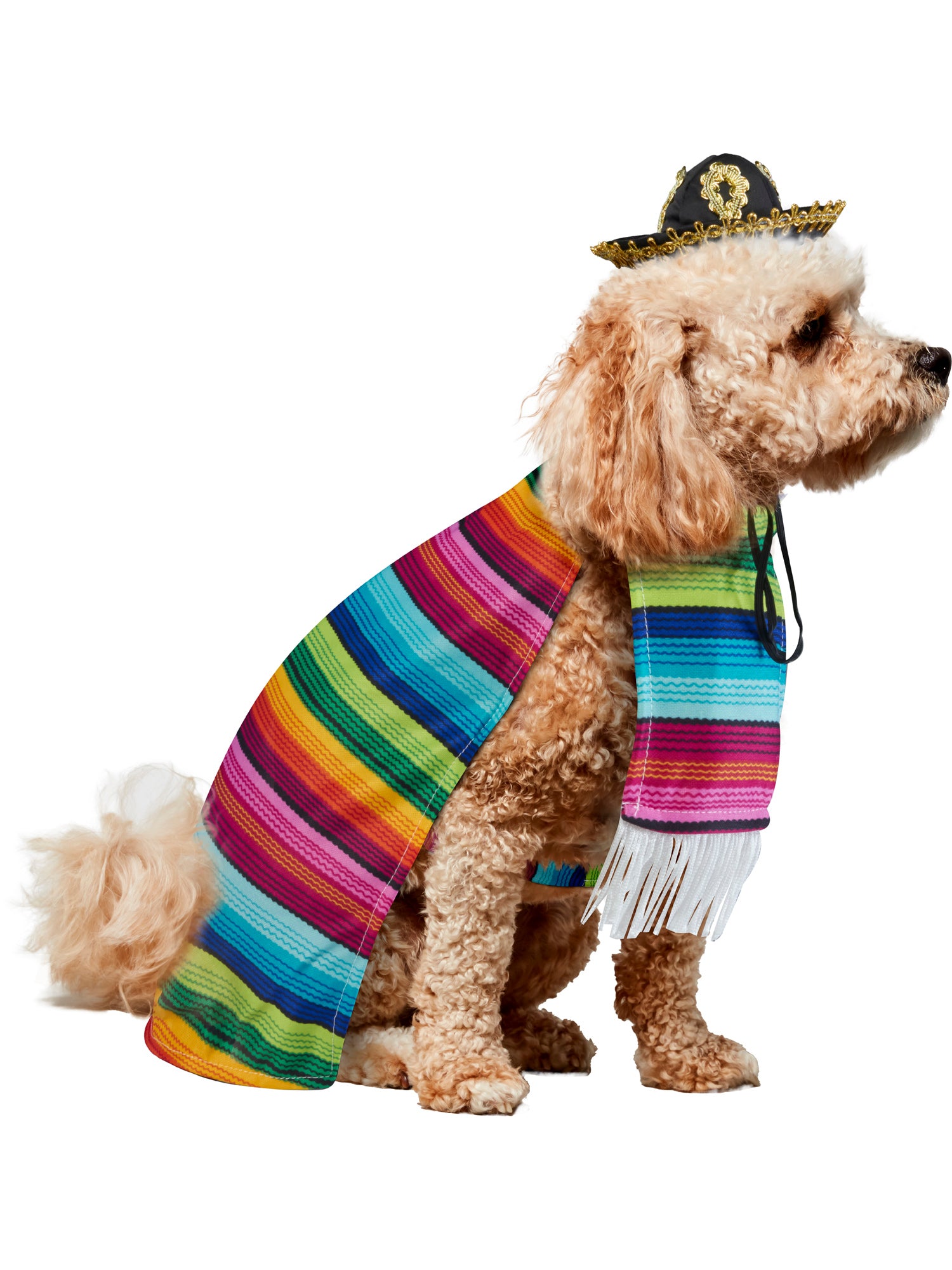 Rubies Mexican Serape Haustierkostüm mit Serape und Sombrero – Seitenansicht