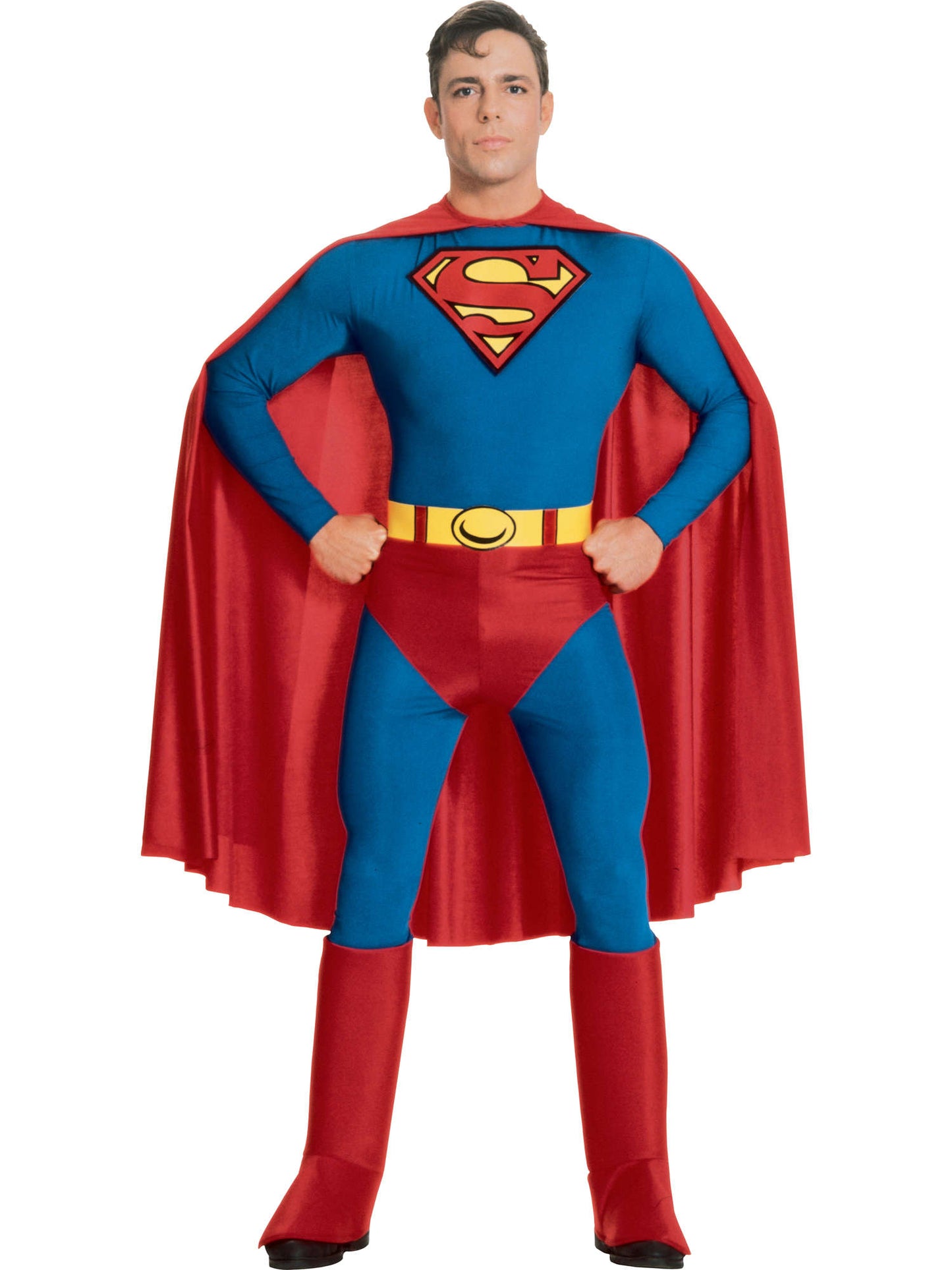 Rubies Superman Kostüm für Herren mit Overall, Umhang und Gürtel – Produktansicht