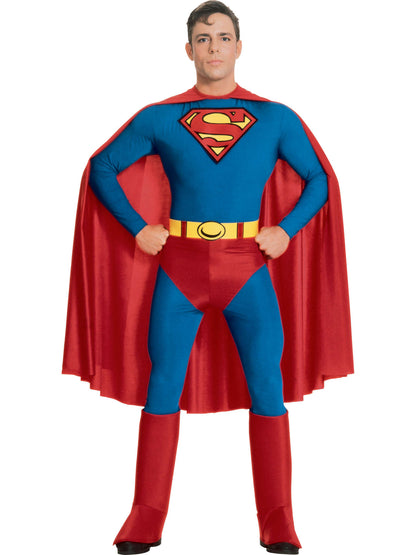 Rubies Superman Kostüm für Herren mit Overall, Umhang und Gürtel – Produktansicht