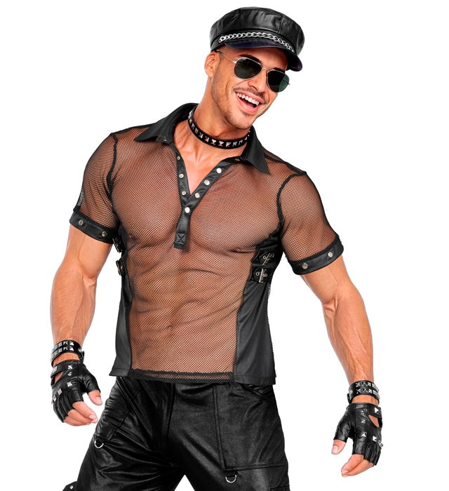 Kunstleder Rocker T-Shirt für Fasnacht und Mottoparty