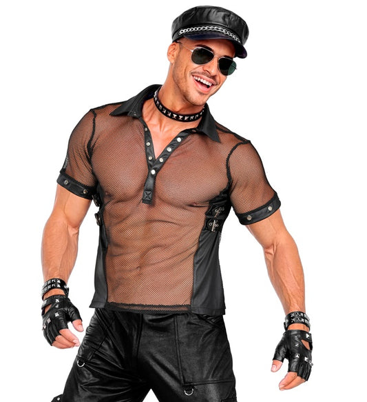 Kunstleder Rocker T-Shirt für Fasnacht und Mottoparty