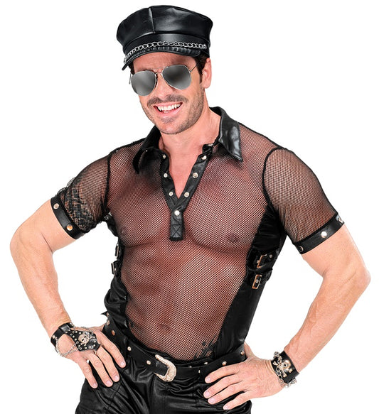 Kunstleder Rocker T-Shirt für Fasnacht und Mottoparty
