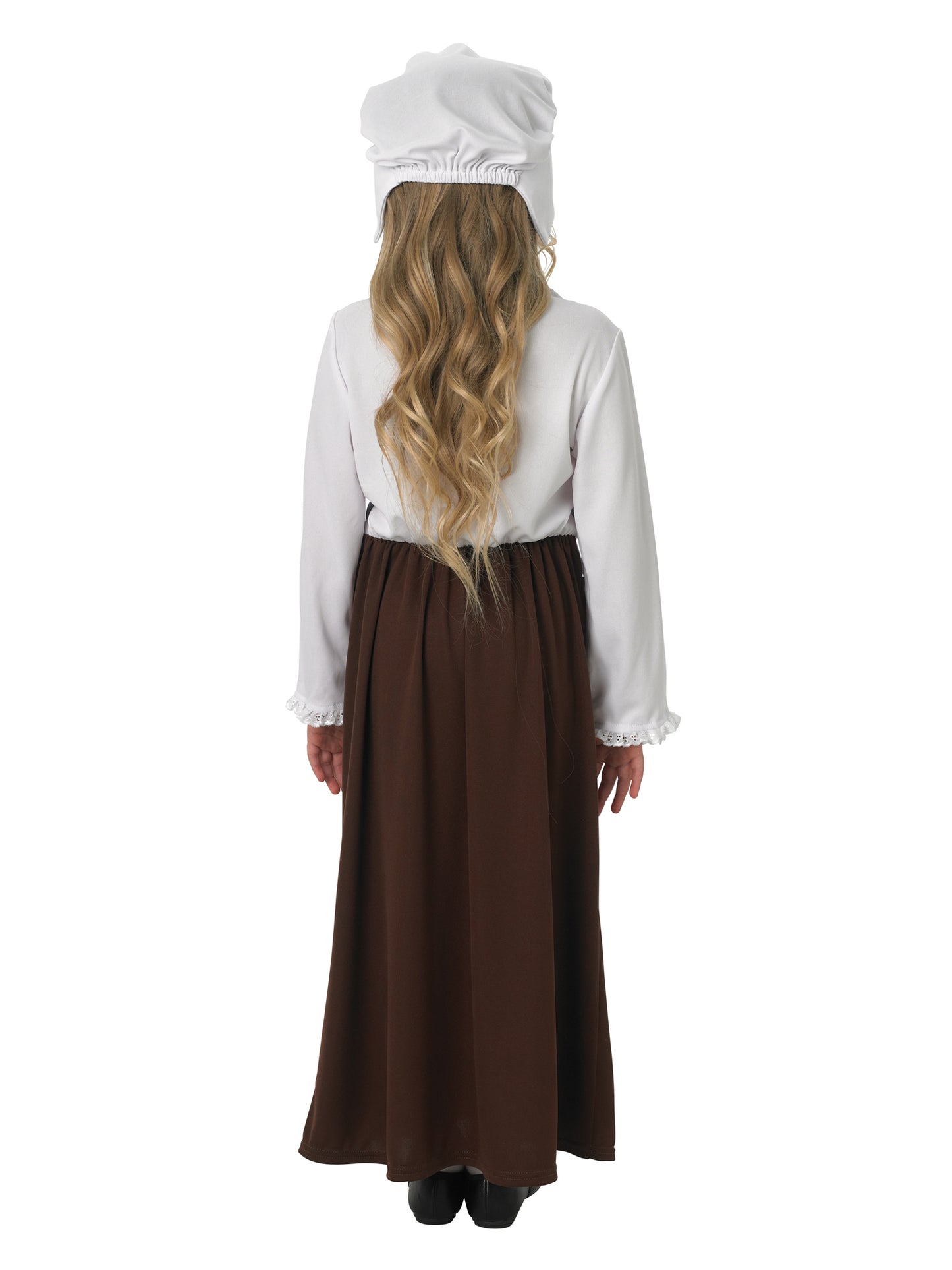 Rubies Tudor-Kinderkostüm für Mädchen mit Kleid, Schürze und Haube – Detailansicht