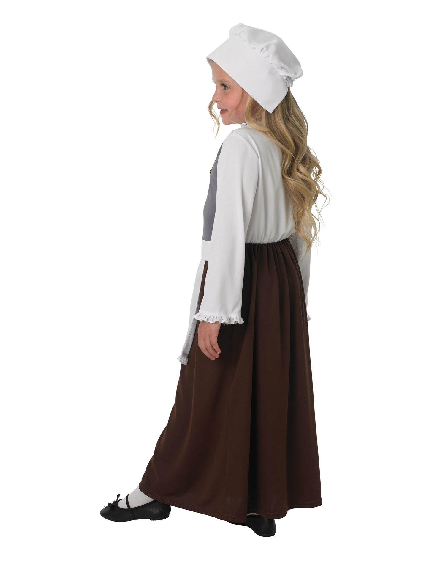 Rubies Tudor-Kinderkostüm für Mädchen mit Kleid, Schürze und Haube – Seitenansicht