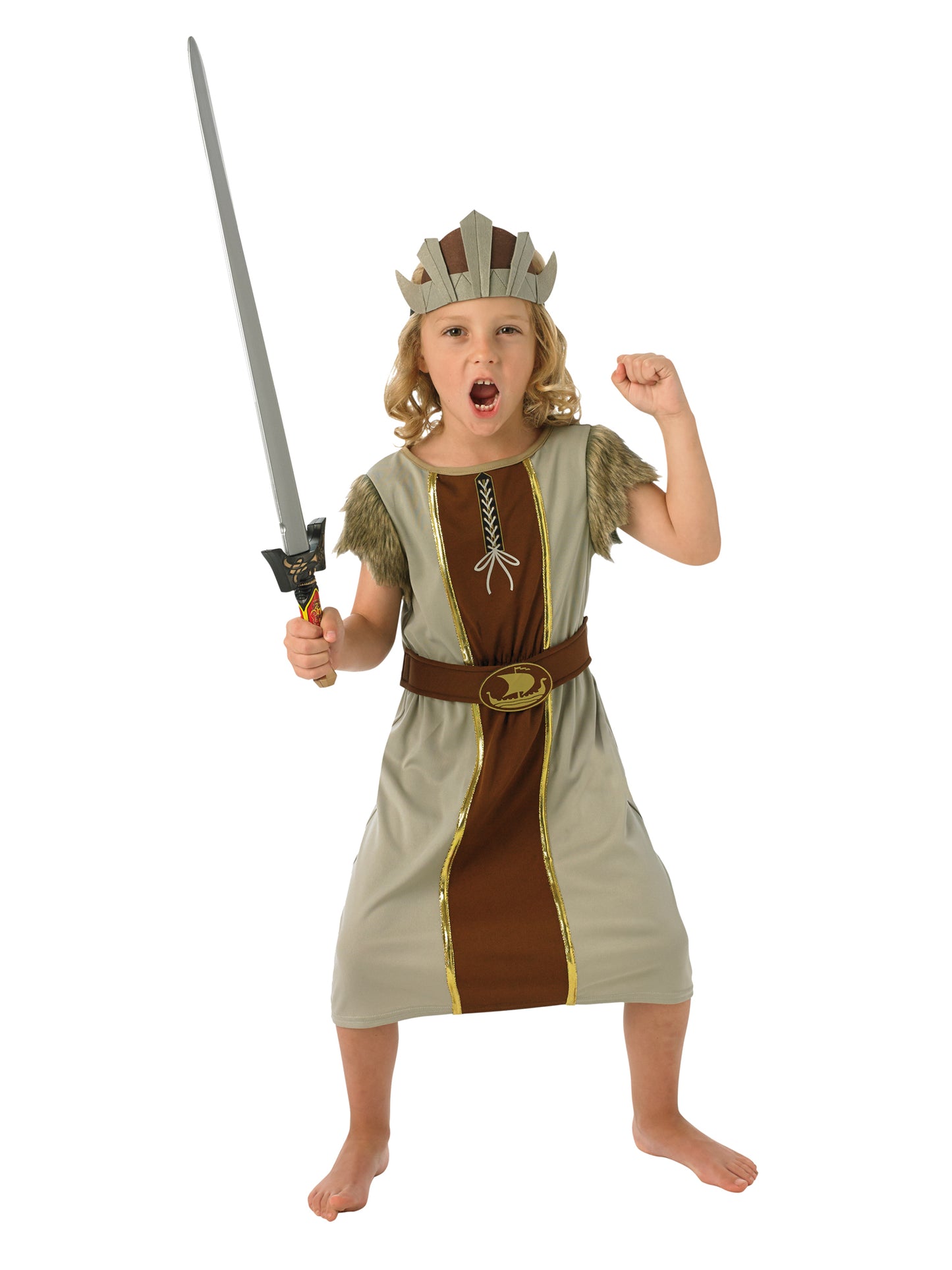 Rubies Viking Boy Kinderkostüm für Jungen mit Tunika und Kopfbedeckung – Produktansicht