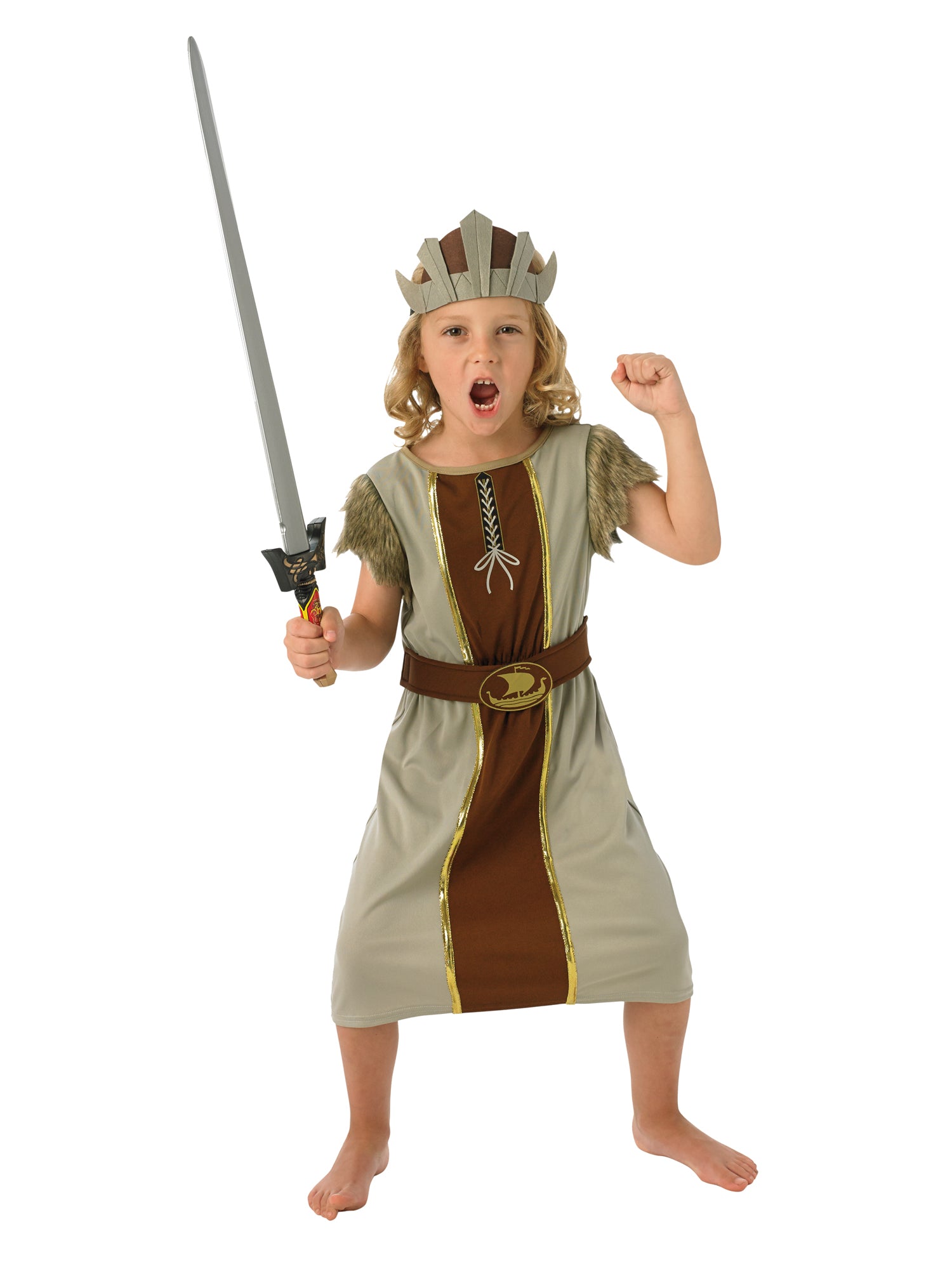 Rubies Viking Boy Kinderkostüm für Jungen mit Tunika und Kopfbedeckung – Produktansicht