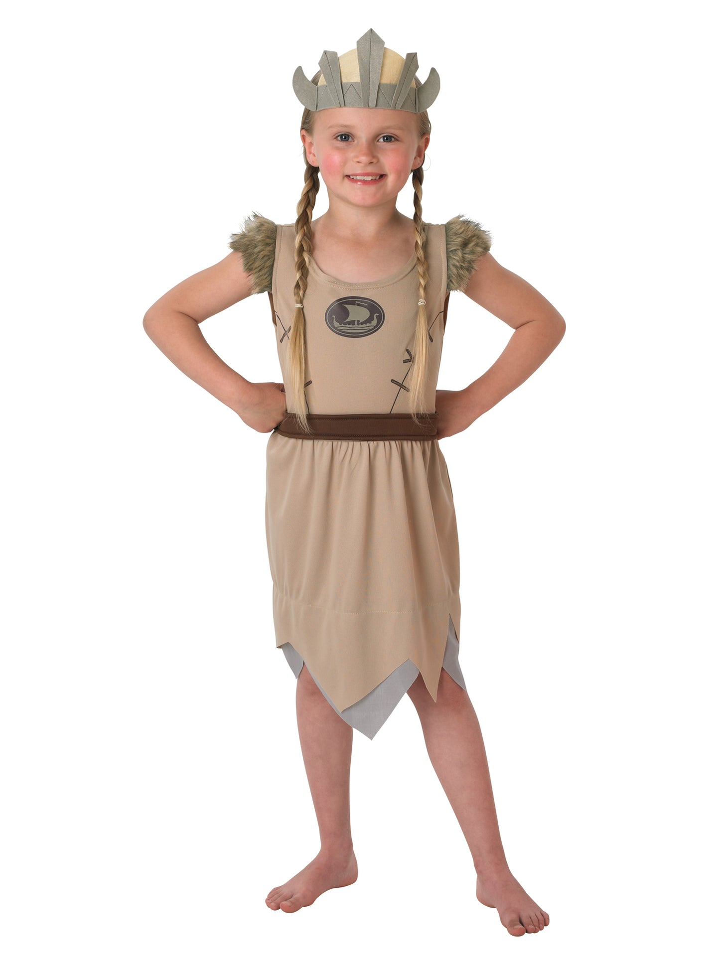 Rubies VIKING GIRL Kinderkostüm für Mädchen mit Kleid und Kopfschmuck – Produktansicht