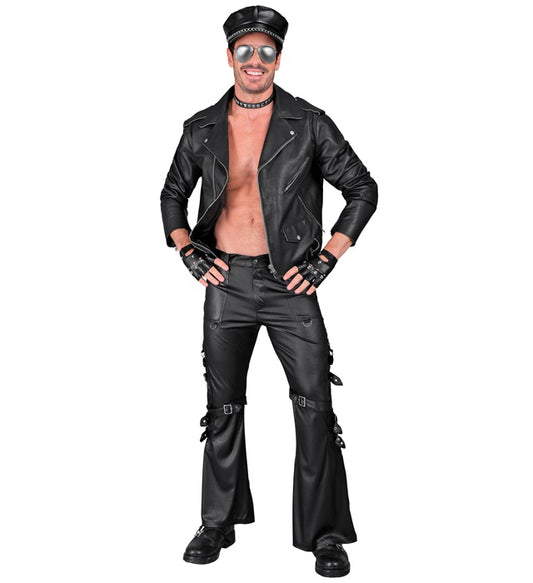 Kunstleder-Hose im Rocker- und Motorradfahrer-Stil für Fasnacht