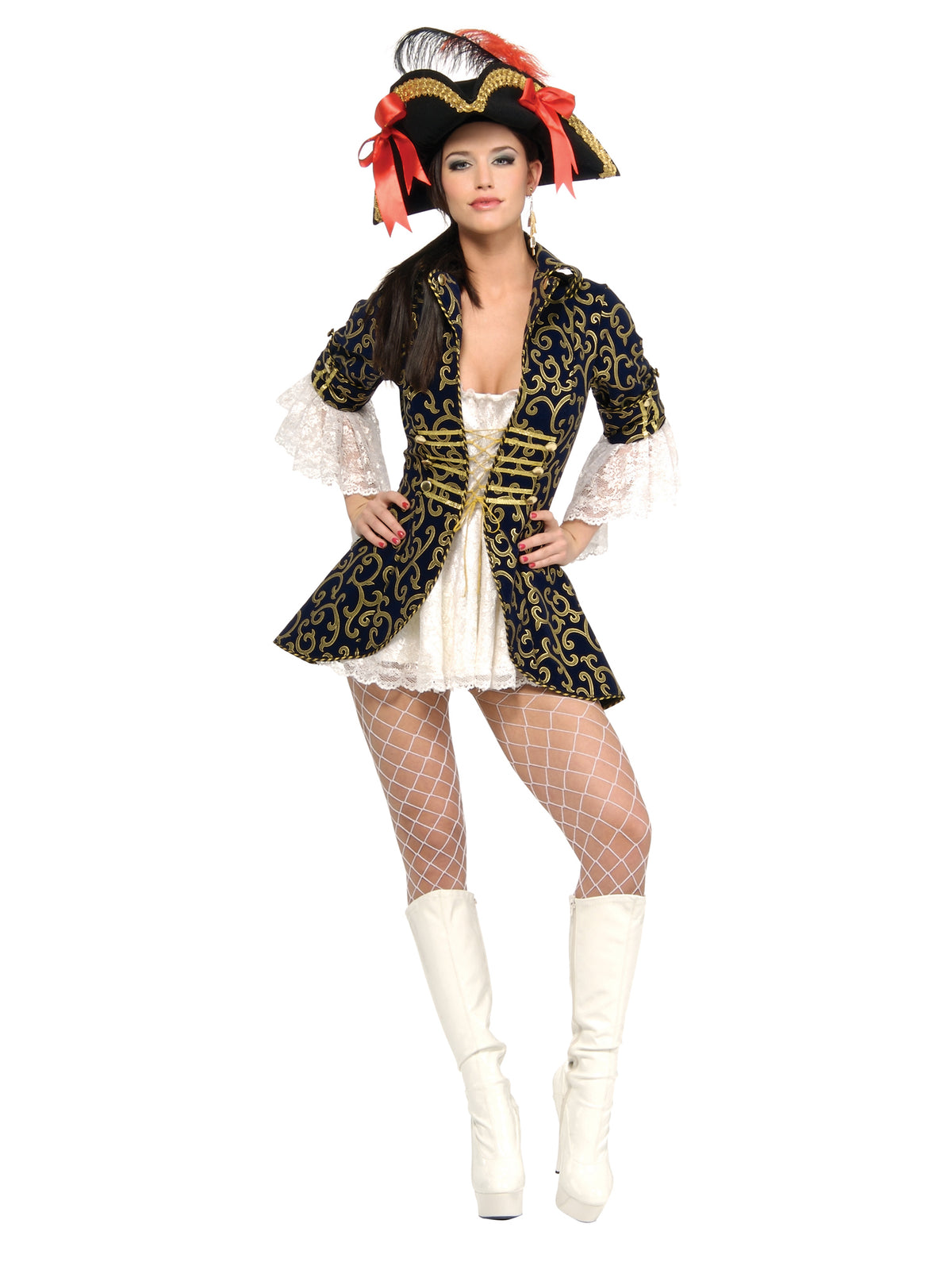 Rubies Pirate Queen Kostüm für Damen mit Kleid und angenähter Jacke