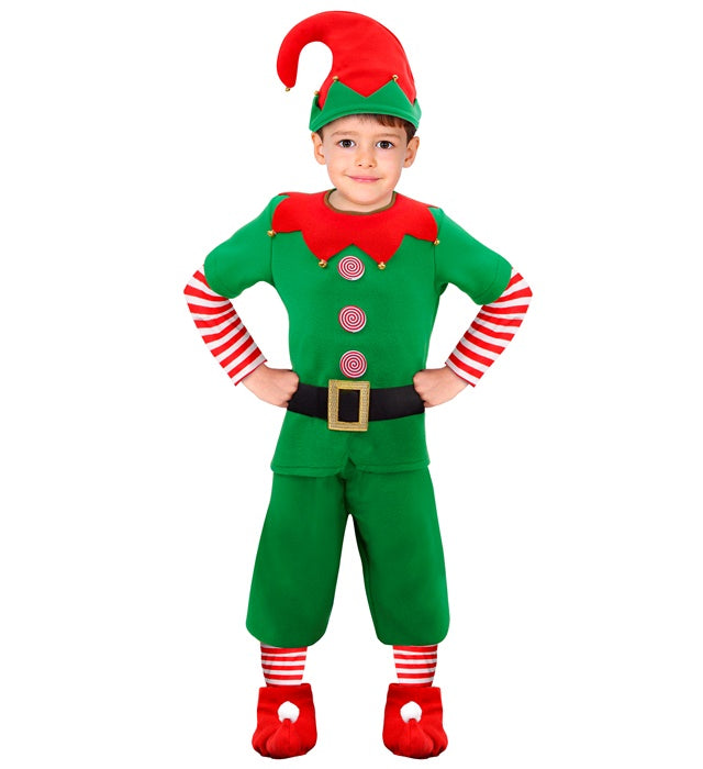 Elf-Kostüm Set mit Mantel, Hose, Gürtel, Überziehschuhen und Elf-Hut
