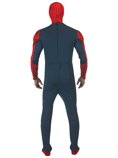 Rubies Spider-Man Kostüm für Herren mit 3D-Muskelbrust-Overall und Snood – Detailansicht