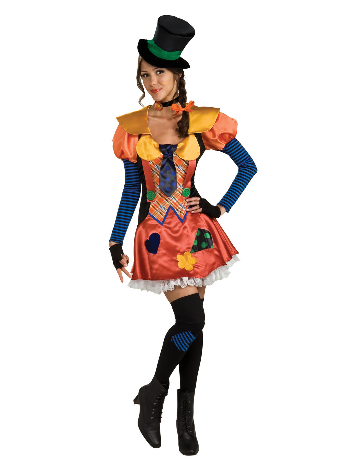 Rubies Hobo-Clown-Kostüm für Herren mit Kleid, Hut, Choker und Beinwärmern