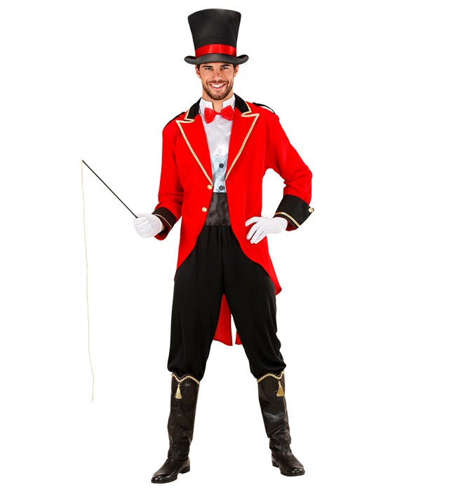 Tierbändiger Kostüm mit Jacke, Weste, Hemd, Hose, Hut und Peitsche für Fasnacht