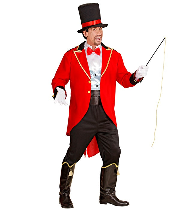 Tierbändiger Kostüm mit Jacke, Weste, Hemd, Hose, Hut und Peitsche für Fasnacht