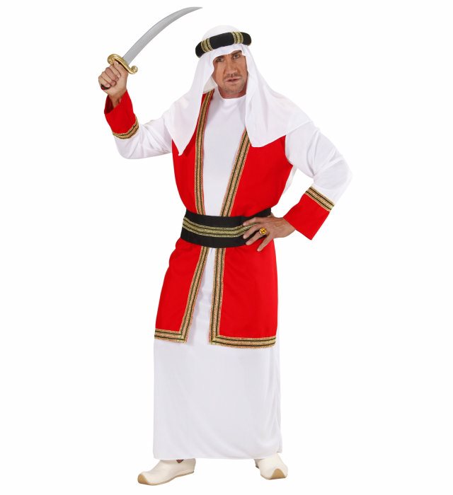 Arabischer Prinz Kostüm mit Tunika, Weste, Gürtel und Kopfbedeckung