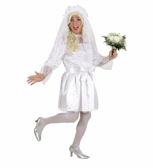 "MÄNNLICHE BRAUT" (Kleid, Gürtel, Kopfbedeckung mit Schleier) Weiss