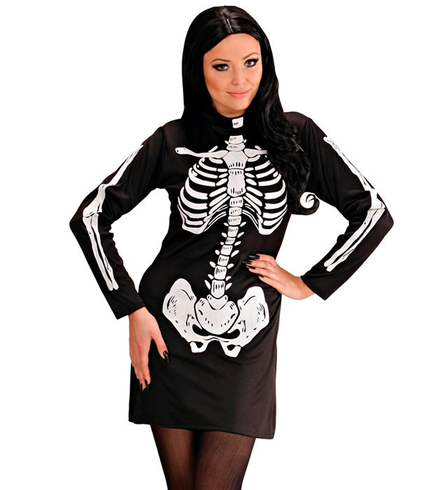 Skeleton Girl Kostümkleid mit Skelett-Print für Fasnacht und Karneval