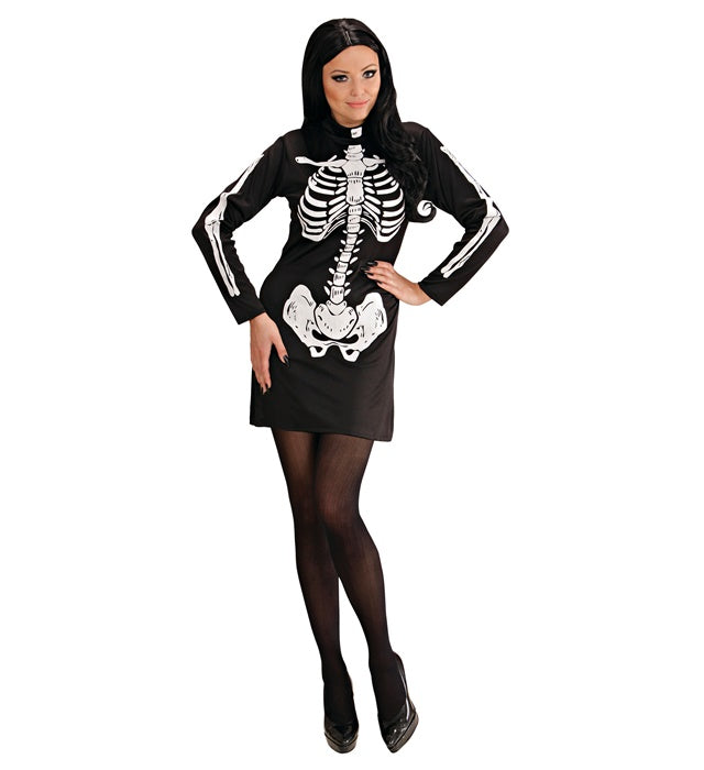 Skeleton Girl Kostümkleid mit Skelett-Print für Fasnacht und Karneval