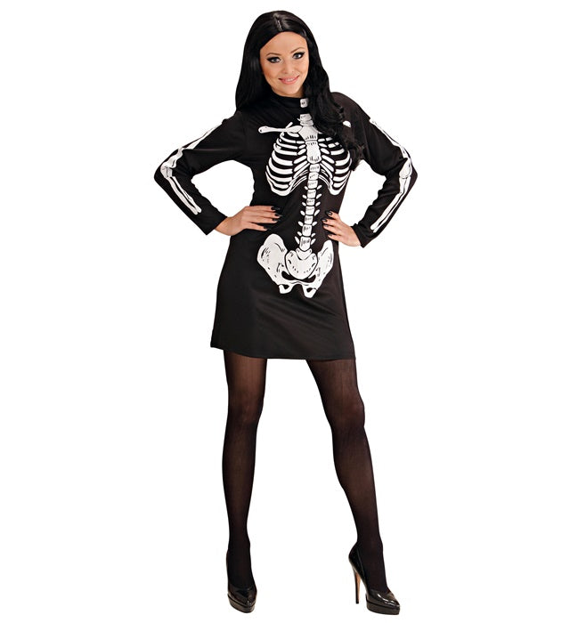 Skeleton Girl Kostümkleid mit Skelett-Print für Fasnacht und Karneval
