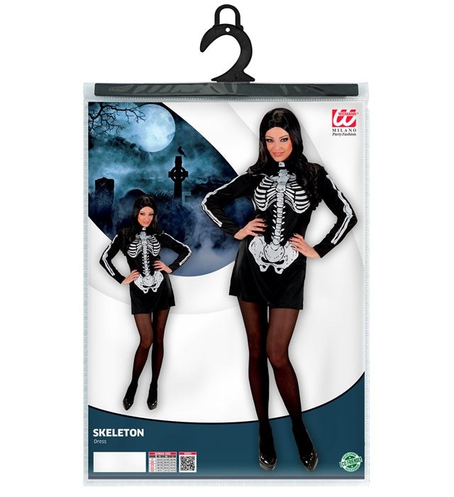 Skeleton Girl Kostümkleid mit Skelett-Print für Fasnacht und Karneval