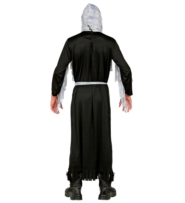 Dämonen-Robe mit Kapuze und Gürtel in Schwarz für Fasnacht und Karneval