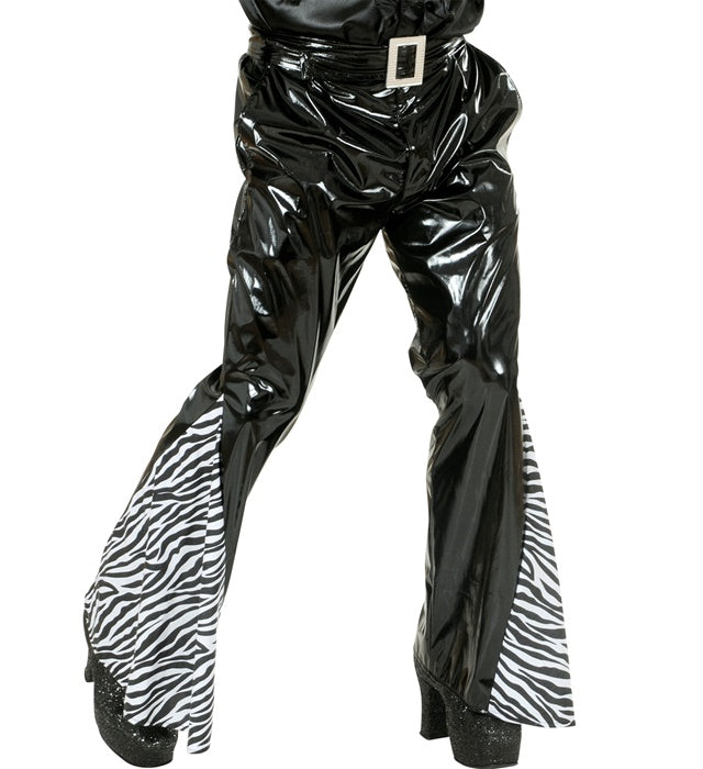 Schwarze und weiße Schlaghose mit Zebra-Muster für Fasnacht und Karneval