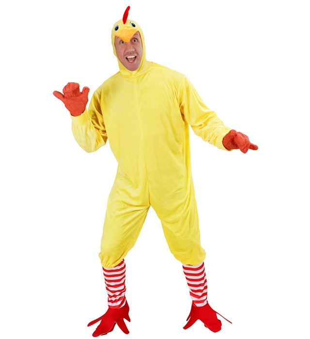 Huhn-Kostüm mit Kopfbedeckung und Socken für Fasnacht und Karneval