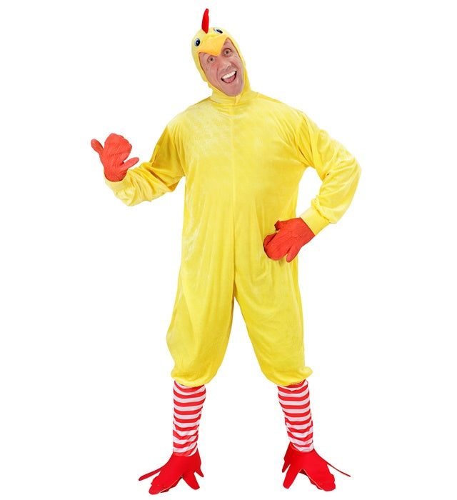Huhn-Kostüm mit Kopfbedeckung und Socken für Fasnacht und Karneval