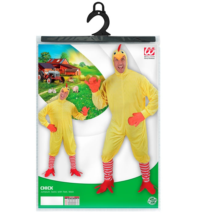 Huhn-Kostüm mit Kopfbedeckung und Socken für Fasnacht und Karneval