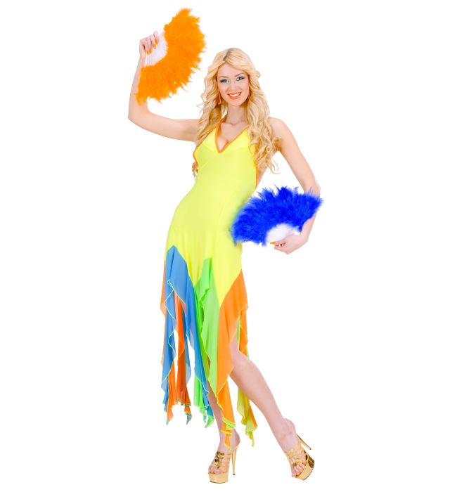 Neongelbes Elasthan-Kleid für Fasnacht und Karneval