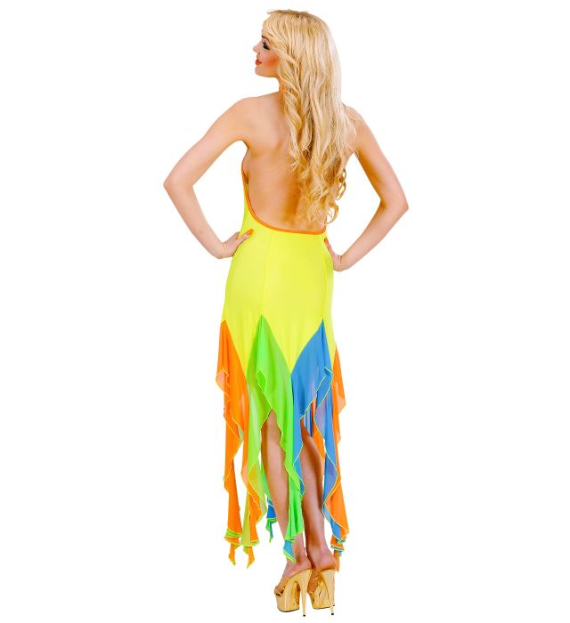 Neongelbes Elasthan-Kleid für Fasnacht und Karneval