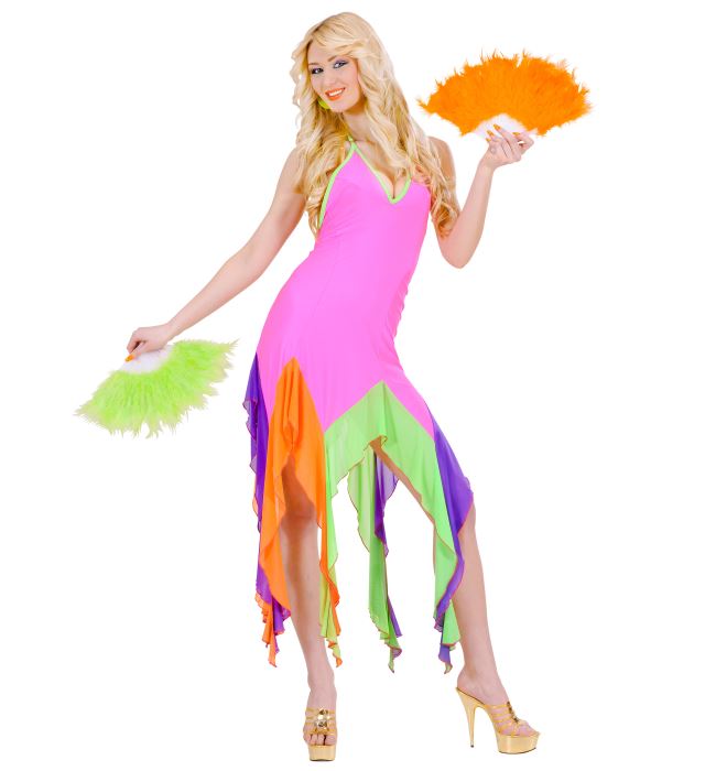 Neonpinken Elasthan-Kleid BRASILEIRA für Fasnacht und Karneval