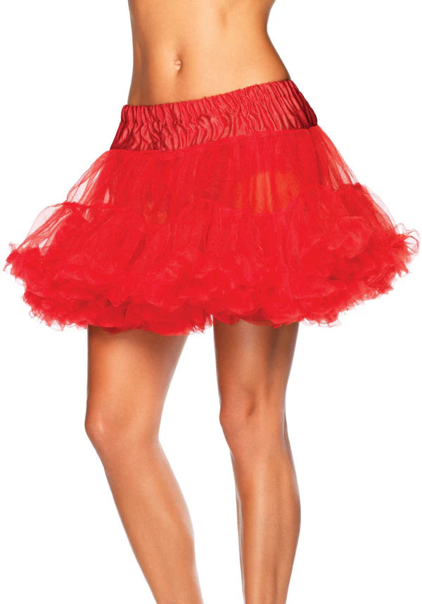 Leg Avenue Tüll Petticoat – Rot, Halb-Länge, Elastischer Bund