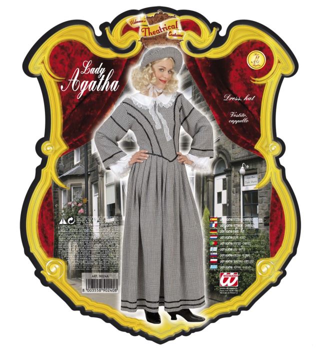 Lady Agatha Kostüm bestehend aus elegantem Kleid und passendem Hut für Fasnacht und Karneval