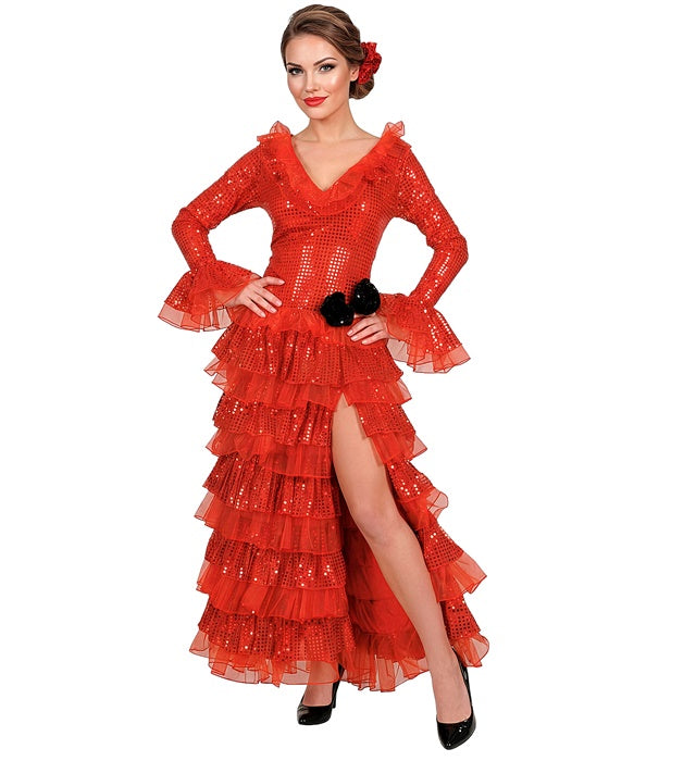 CARMENCITA Kostümkleid mit passendem Haarclip in lebhaften Farben für Fasnacht