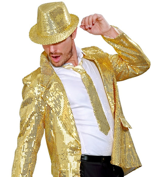 Goldene Pailletten-Krawatte als funkelndes Fasnachts-Accessoire