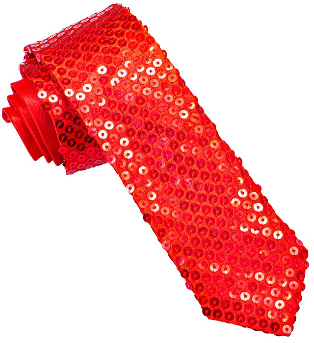 Rote Pailletten-Krawatte als glänzendes Fasnachts-Accessoire