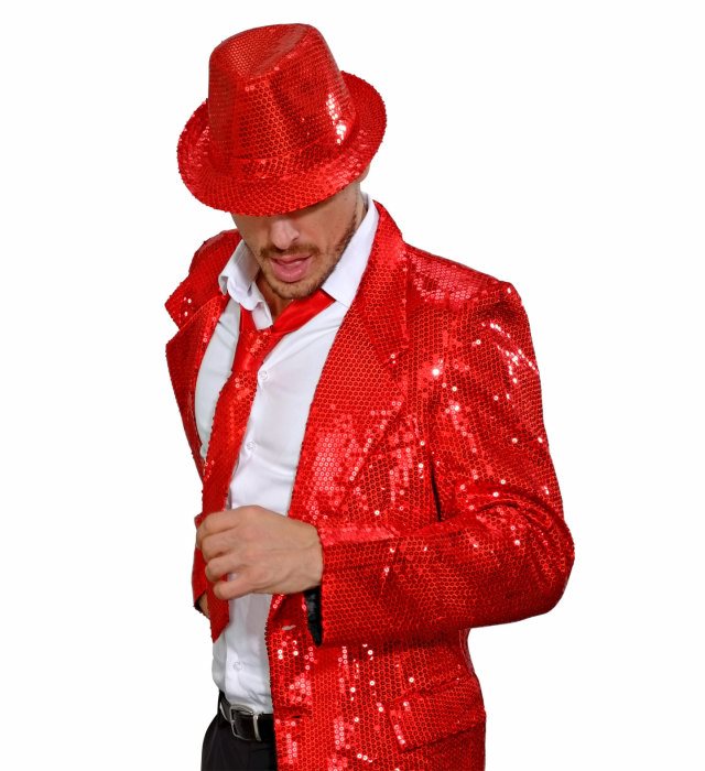 Rote Pailletten-Krawatte als glänzendes Fasnachts-Accessoire