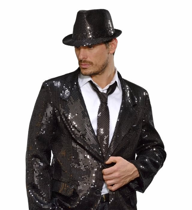 Schwarze Krawatte mit Pailletten für Fasnacht und Mottoparty