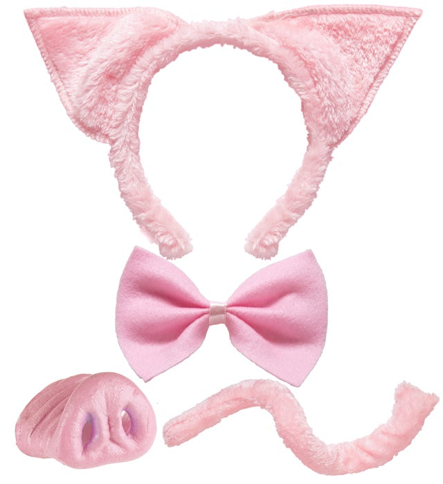 Schweine-Set mit Ohren, Nase, Fliege und Schwanz für Fasnacht-Kostüm