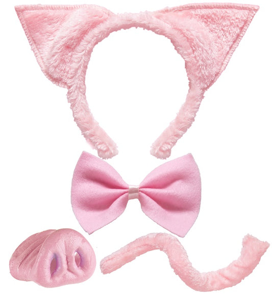 Schweine-Set mit Ohren, Nase, Fliege und Schwanz für Fasnacht-Kostüm