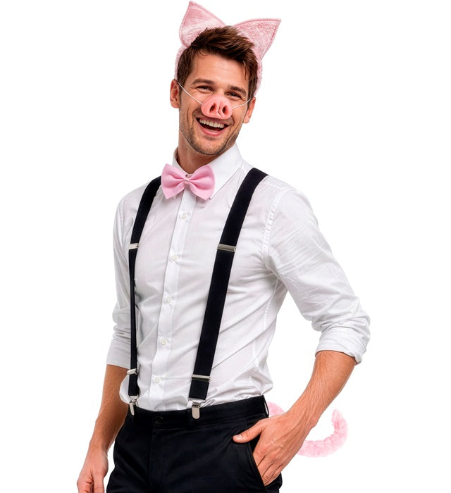 Schweine-Set mit Ohren, Nase, Fliege und Schwanz für Fasnacht-Kostüm