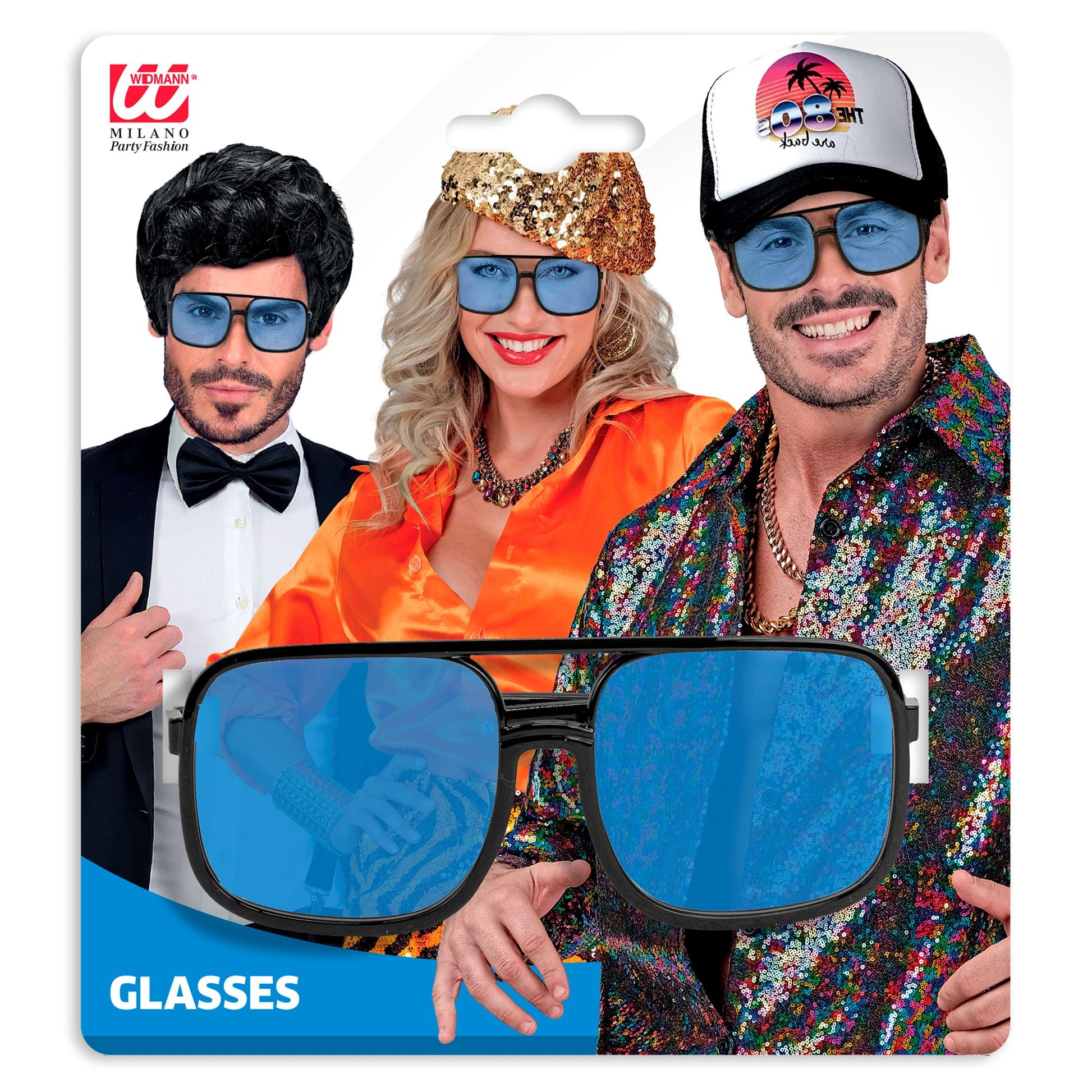 "90er JAHRE HIP HOP BRILLE MIT HELLBLAUEN GLÄSERN" – Detailansicht