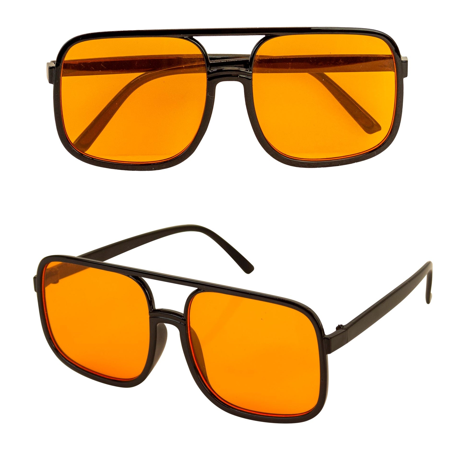"90er JAHRE HIP HOP BRILLE MIT ORANGENEN GLÄSERN" – Vorderansicht