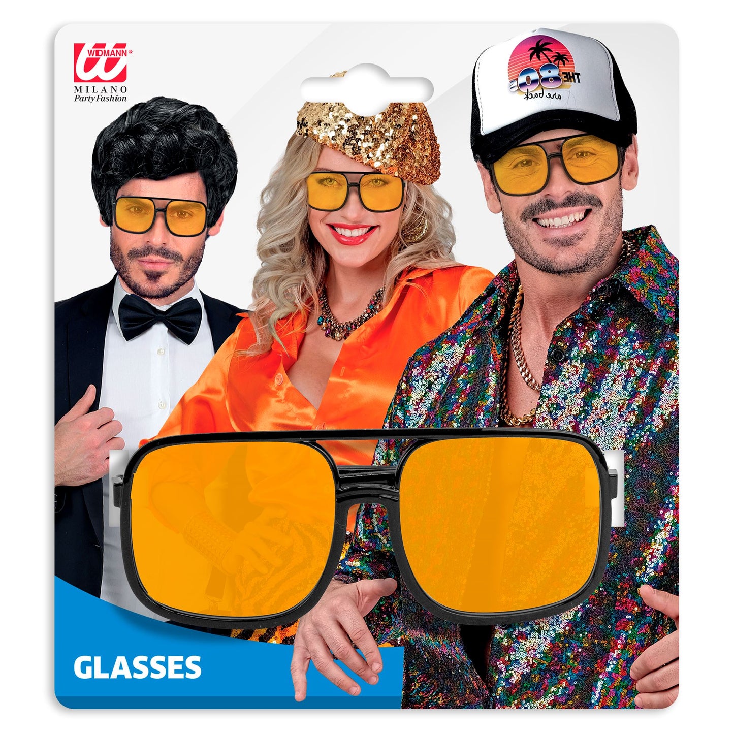 "90er JAHRE HIP HOP BRILLE MIT ORANGENEN GLÄSERN" – Detailansicht